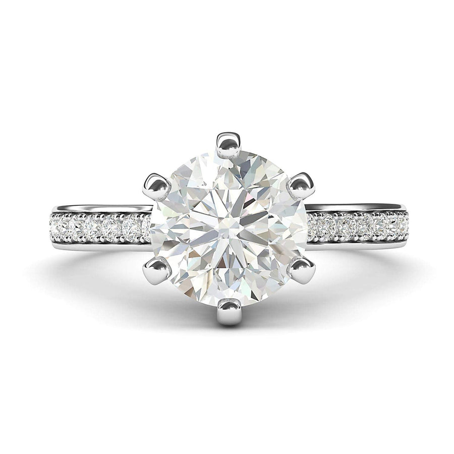 Engagement Rings Silver Classic 6-Prong 2 Carats Moissanite Promise Rings