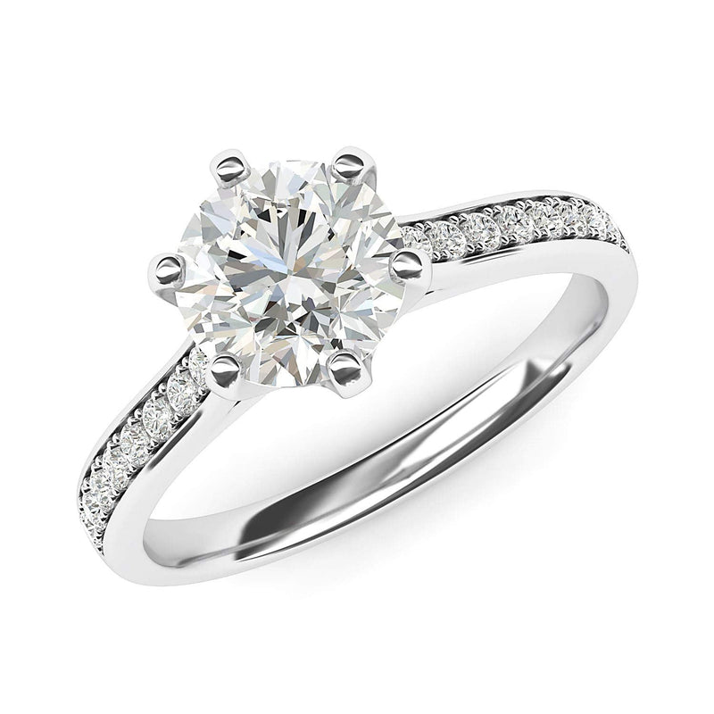 Engagement Rings Silver Classic 6-Prong 2 Carats Moissanite Promise Rings