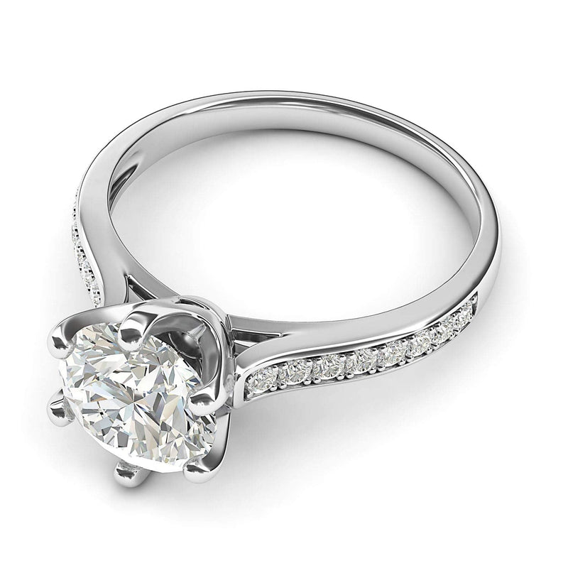 Engagement Rings Silver Classic 6-Prong 2 Carats Moissanite Promise Rings