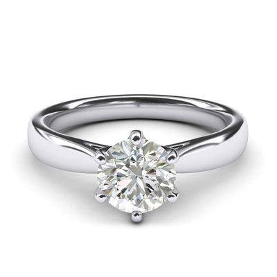 Engagement Rings Silver Classic Solitaire 6-Prong 2CT Moissanite Promise Rings