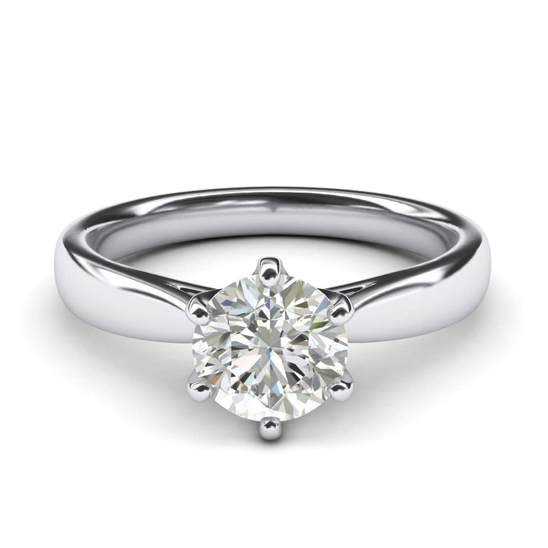Engagement Rings Silver Classic Solitaire 6-Prong 2CT Moissanite Promise Rings