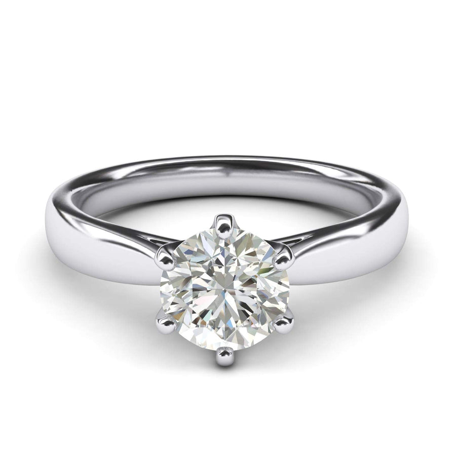 Engagement Rings Silver Classic Solitaire 6-Prong 2CT Moissanite Promise Rings