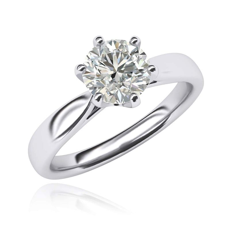 Engagement Rings Silver Classic Solitaire 6-Prong 2CT Moissanite Promise Rings