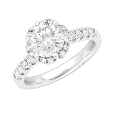 Engagement Rings Silver Flower Halo 2CT Moissanite Promise Rings