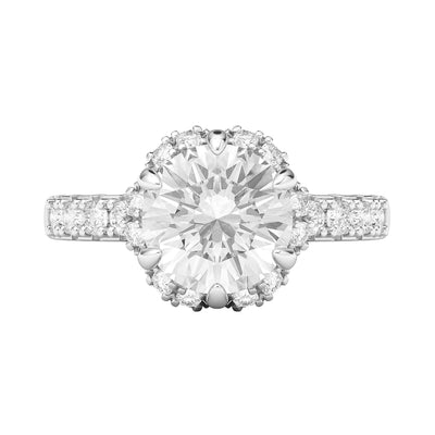 Engagement Rings Silver Flower Halo 2CT Moissanite Promise Rings