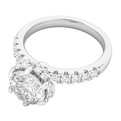Engagement Rings Silver Flower Halo 2CT Moissanite Promise Rings