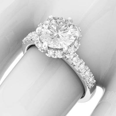 Engagement Rings Silver Flower Halo 2CT Moissanite Promise Rings