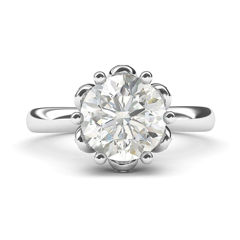 Engagement Rings Silver Flower Style 6-Prong Set 2CT Moissanite Promise Rings