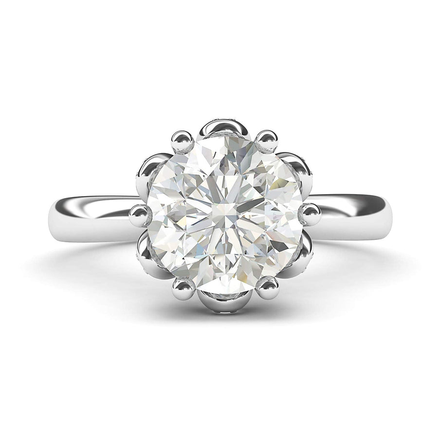 Engagement Rings Silver Flower Style 6-Prong Set 2CT Moissanite Promise Rings