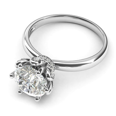 Engagement Rings Silver Flower Style 6-Prong Set 2CT Moissanite Promise Rings
