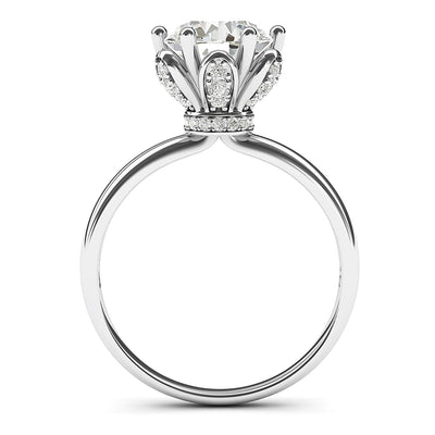 Engagement Rings Silver Flower Style 6-Prong Set 2CT Moissanite Promise Rings