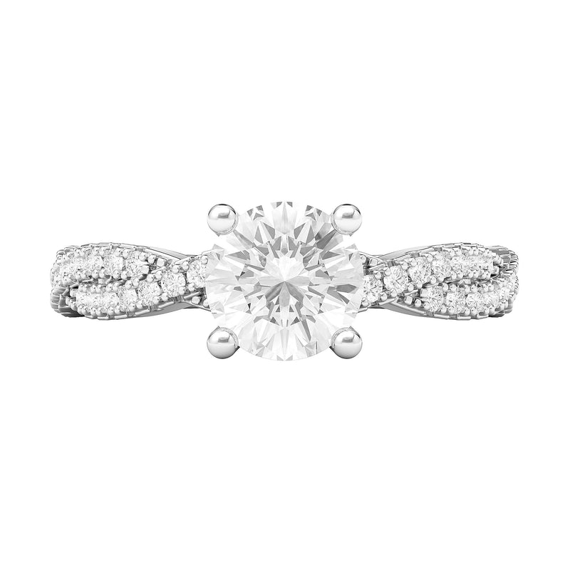Engagement Rings Silver Full Side Stones Twisted Vine 1CT Moissanite Rings