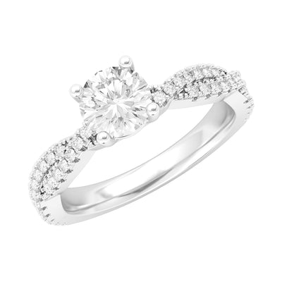 Engagement Rings Silver Full Side Stones Twisted Vine 1CT Moissanite Rings
