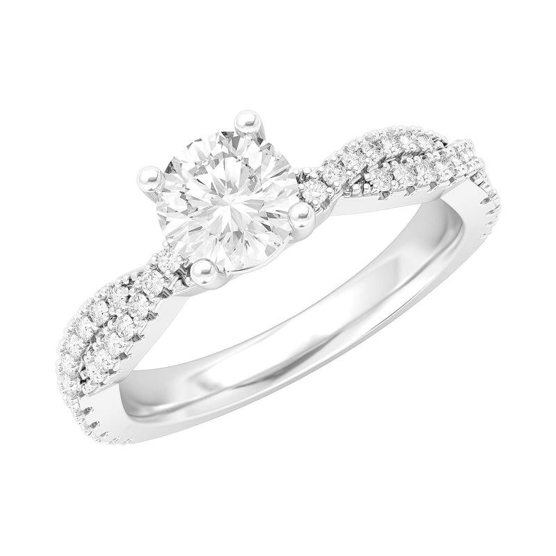Engagement Rings Silver Full Side Stones Twisted Vine 1CT Moissanite Rings