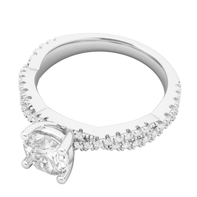 Engagement Rings Silver Full Side Stones Twisted Vine 1CT Moissanite Rings