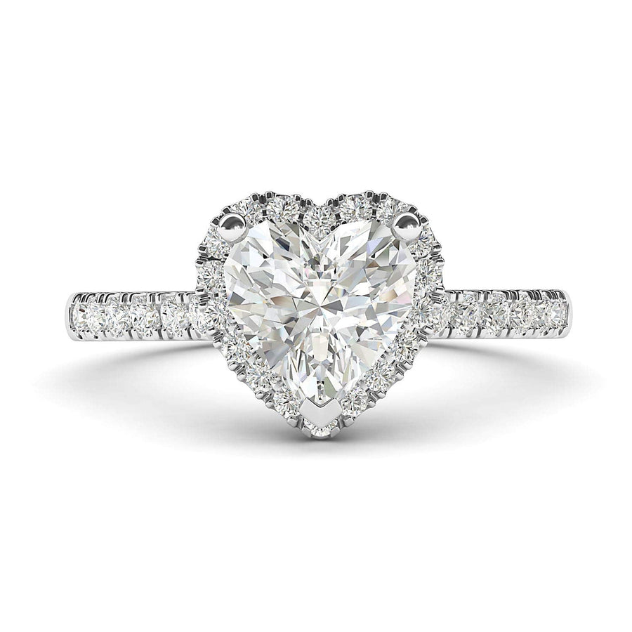 Engagement Rings Silver Heart-shaped with Side Stones Moissanite Promise Rings