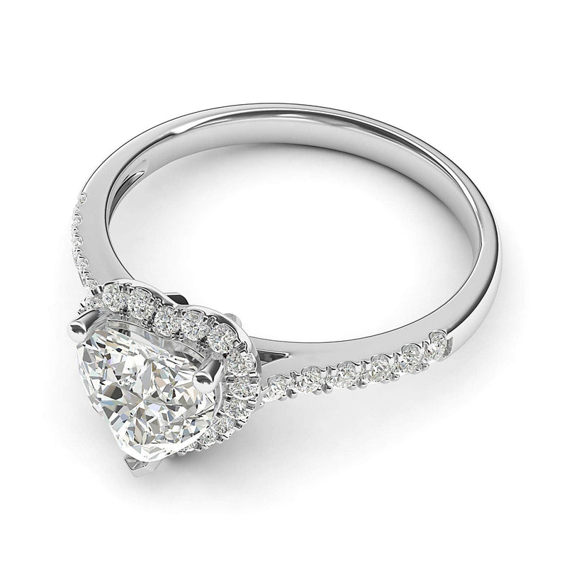 Engagement Rings Silver Heart-shaped with Side Stones Moissanite Promise Rings