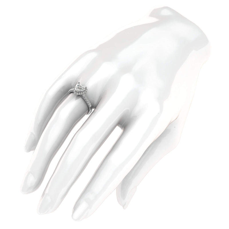 Engagement Rings Silver Heart-shaped with Side Stones Moissanite Promise Rings