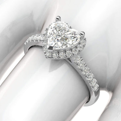 Engagement Rings Silver Heart-shaped with Side Stones Moissanite Promise Rings