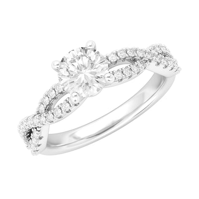 Engagement Rings Silver Infinity Twist Vintage 1.0 CT Moissanite Promise Rings