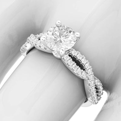 Engagement Rings Silver Infinity Twist Vintage 1.0 CT Moissanite Promise Rings