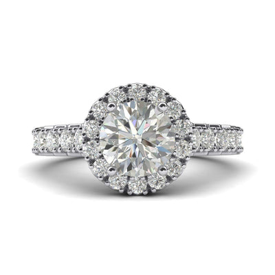 Engagement Rings Silver Large Halo 1.5ct Moissanite Promise Rings