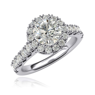 Engagement Rings Silver Large Halo 1.5ct Moissanite Promise Rings