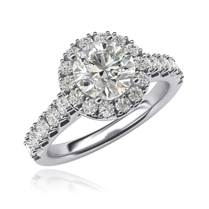 Engagement Rings Silver Large Halo 1.5ct Moissanite Promise Rings
