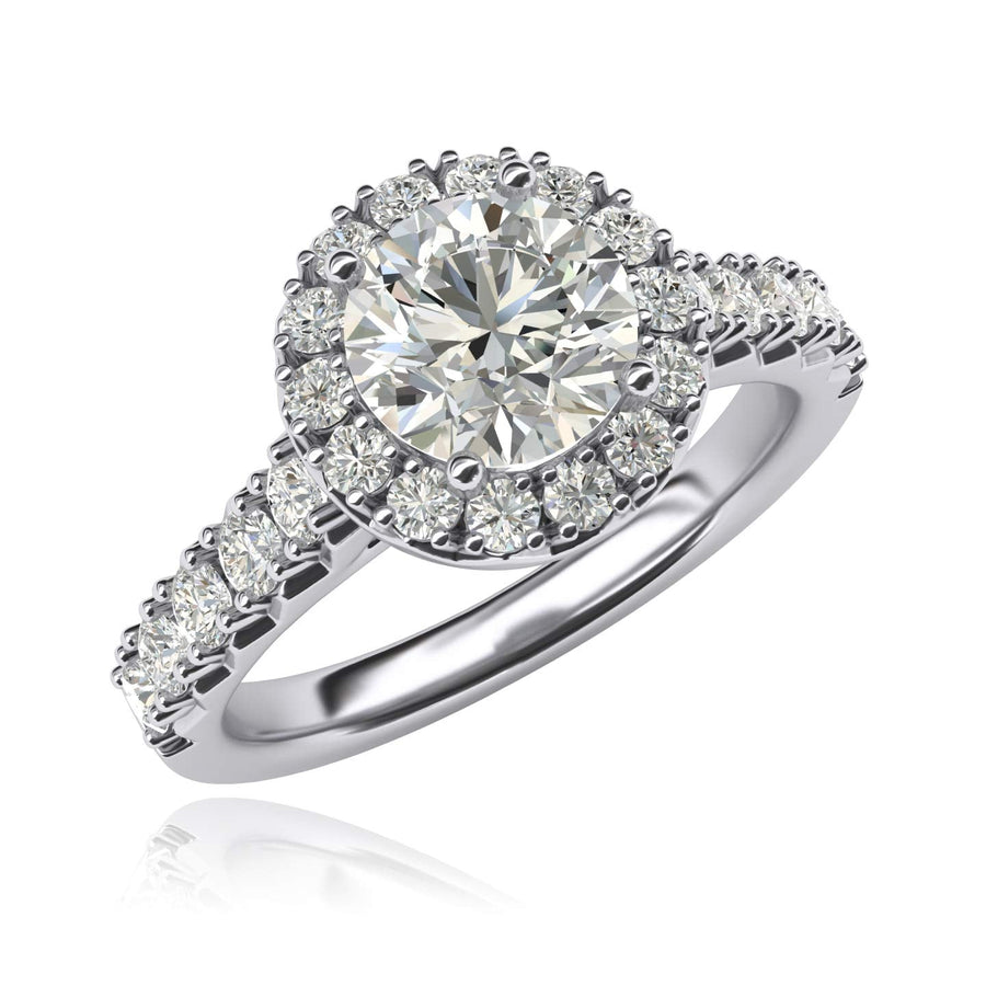 Engagement Rings Silver Large Halo 1.5ct Moissanite Promise Rings