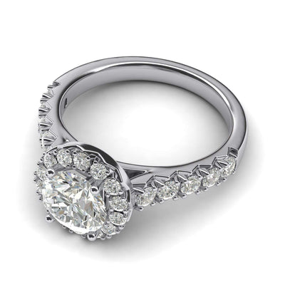 Engagement Rings Silver Large Halo 1.5ct Moissanite Promise Rings