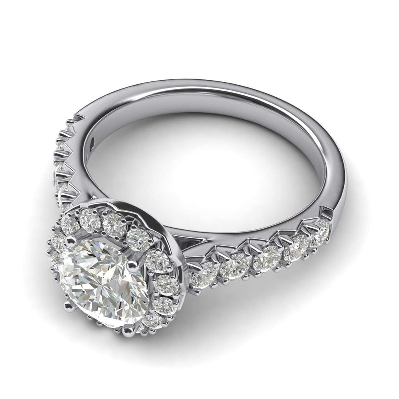 Engagement Rings Silver Large Halo 1.5ct Moissanite Promise Rings