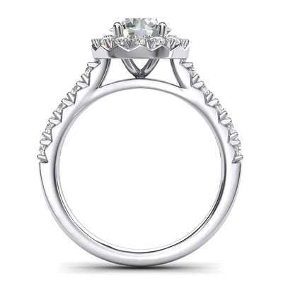 Engagement Rings Silver Large Halo 1.5ct Moissanite Promise Rings