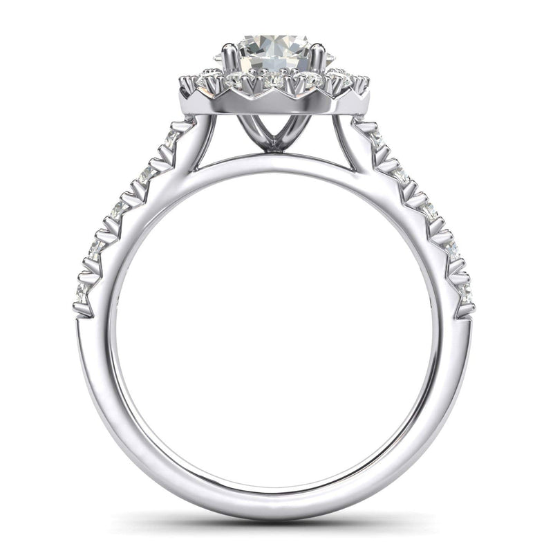 Engagement Rings Silver Large Halo 1.5ct Moissanite Promise Rings