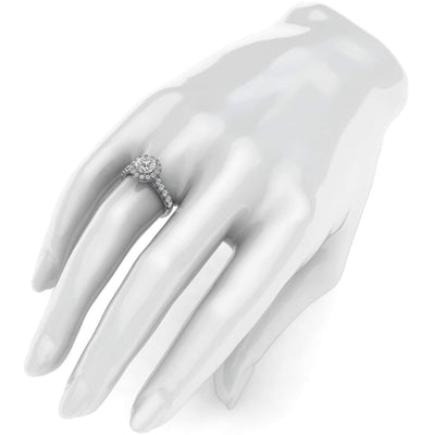 Engagement Rings Silver Large Halo 1.5ct Moissanite Promise Rings