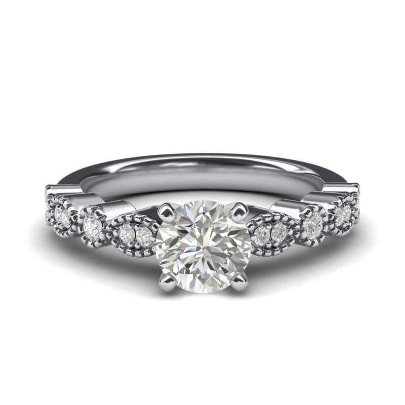 Engagement Rings Silver Milgrain Marquise and Dot Moissanite Promise Rings