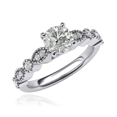 Engagement Rings Silver Milgrain Marquise and Dot Moissanite Promise Rings