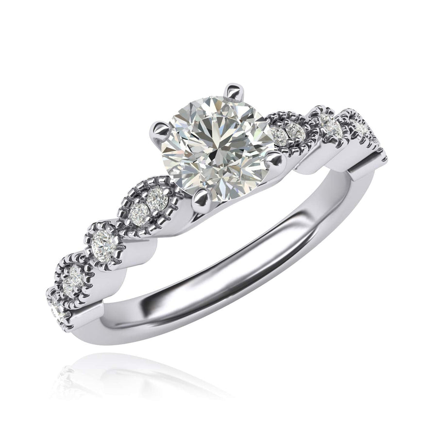 Engagement Rings Silver Milgrain Marquise and Dot Moissanite Promise Rings