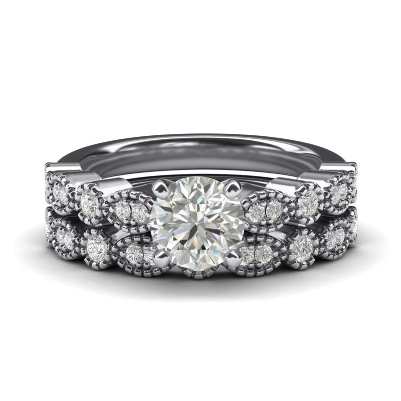 Engagement Rings Silver Milgrain Marquise and Dot Moissanite Promise Rings