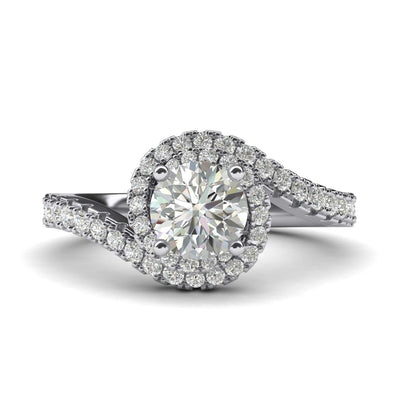 Engagement Rings Silver Opulence Twisting Halo 1CT Moissanite Promise Rings