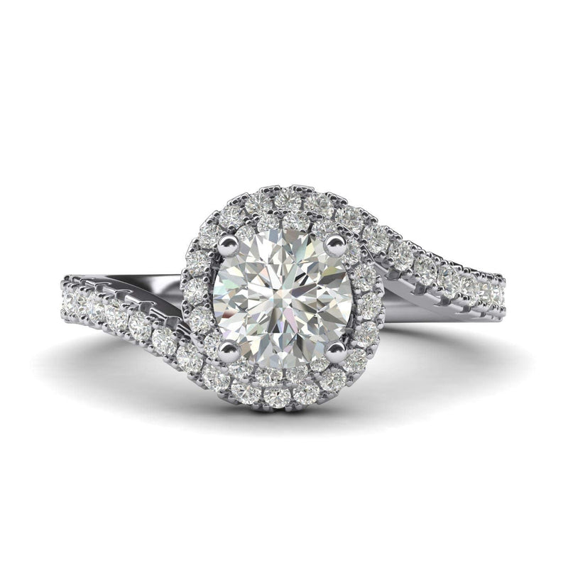 Engagement Rings Silver Opulence Twisting Halo 1CT Moissanite Promise Rings