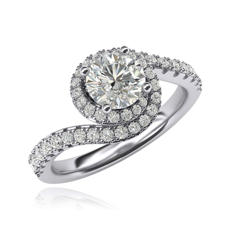 Engagement Rings Silver Opulence Twisting Halo 1CT Moissanite Promise Rings