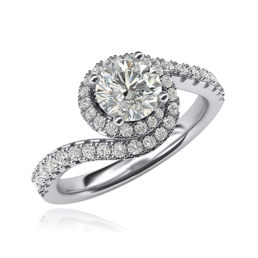 Engagement Rings Silver Opulence Twisting Halo 1CT Moissanite Promise Rings