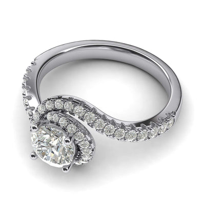 Engagement Rings Silver Opulence Twisting Halo 1CT Moissanite Promise Rings