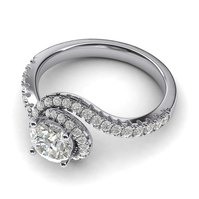 Engagement Rings Silver Opulence Twisting Halo 1CT Moissanite Promise Rings