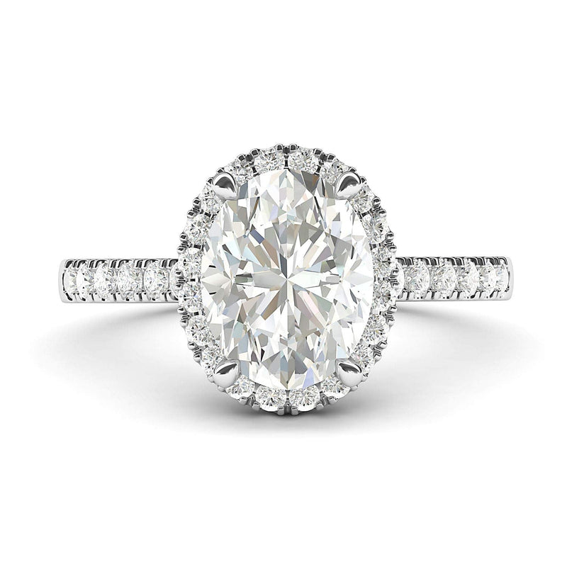 Engagement Rings Silver Oval Cut with Side Stones Moissanite Promise Rings