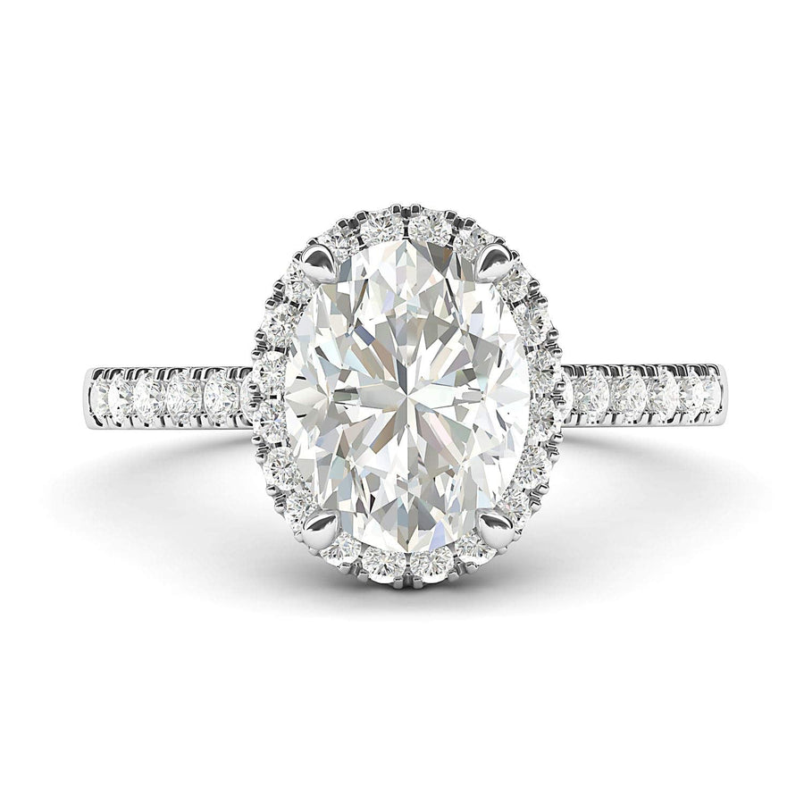 Engagement Rings Silver Oval Cut with Side Stones Moissanite Promise Rings
