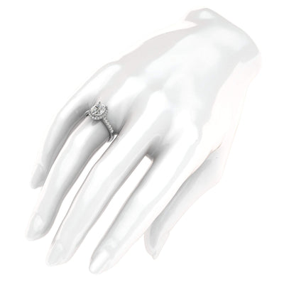Engagement Rings Silver Oval Cut with Side Stones Moissanite Promise Rings