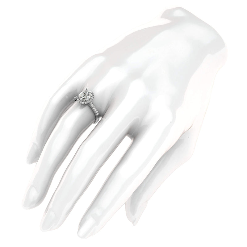 Engagement Rings Silver Oval Cut with Side Stones Moissanite Promise Rings