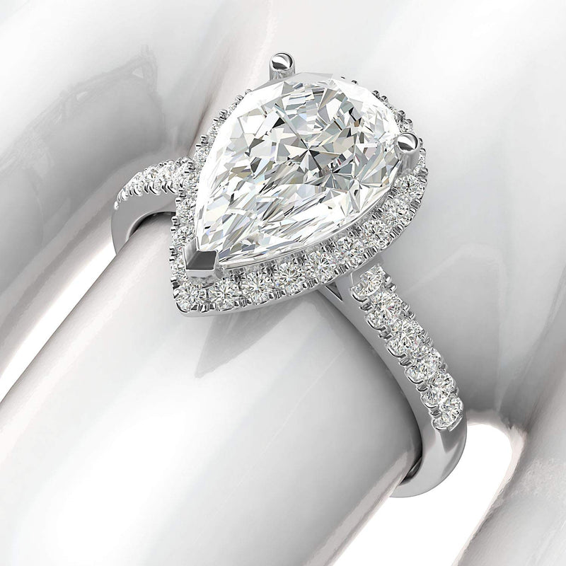 Engagement Rings Silver Pear-Shaped Moissanite Promise Rings