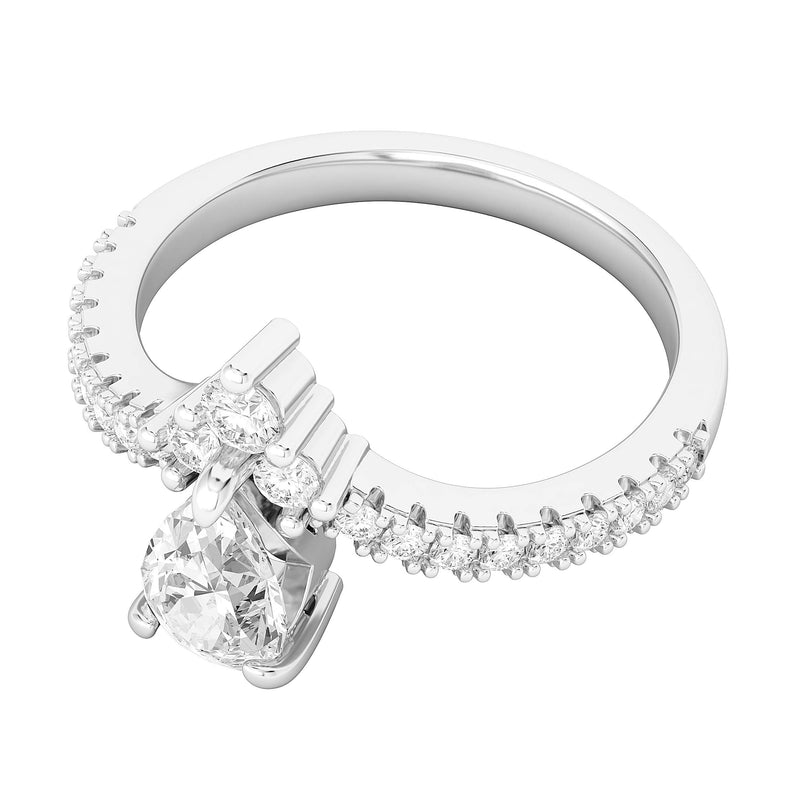 Engagement Rings Silver Princess Crown Pear Shape Moissanite Promise Rings